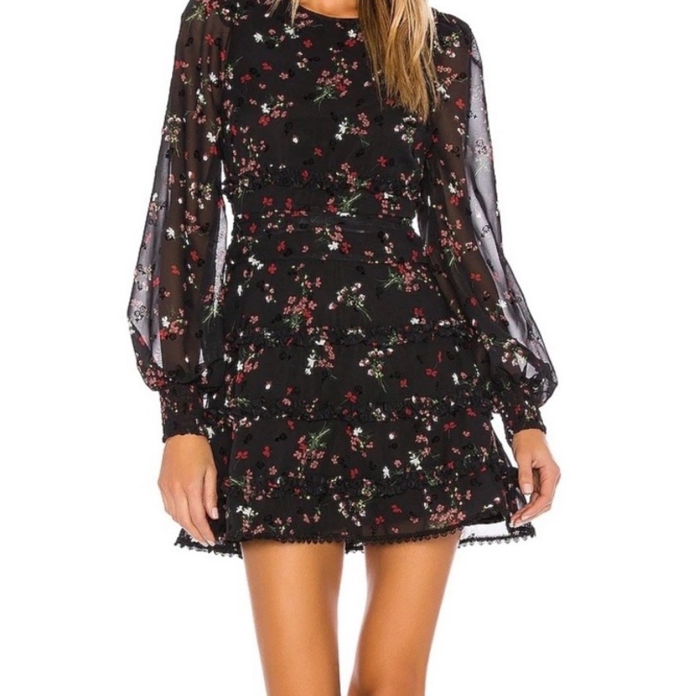 Tularosa Black Floral Long Sleeve Dress
